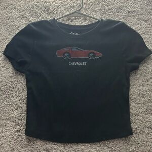 Aeropostale Black Tee with Red Car Graphic